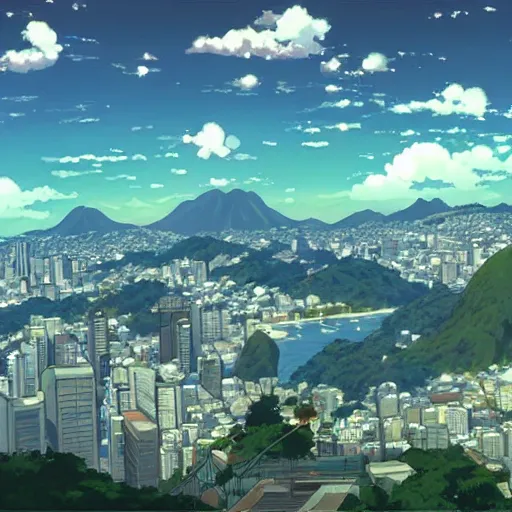 Image similar to beautiful anime Rio de Janeiro by makoto shinkai
