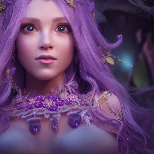 Image similar to wonderful princess of amethyst with fair skin, ornate 8 k gorgeous intricate detailed, accent lighting, dramatic light, octane render