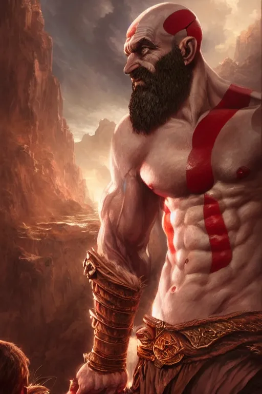 Image similar to god of war, accurate anatomy, only two hands, highly detailed, digital painting, artstation, concept art, smooth, sharp focus, illustration, Unreal Engine 5, 8K, art by artgerm and greg rutkowski and Alphonse Mucha