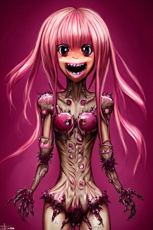 Image similar to a humanoid figure raspberry monster, large eyes and smug smile, highly detailed, digital art, sharp focus, trending on art station, anime art style