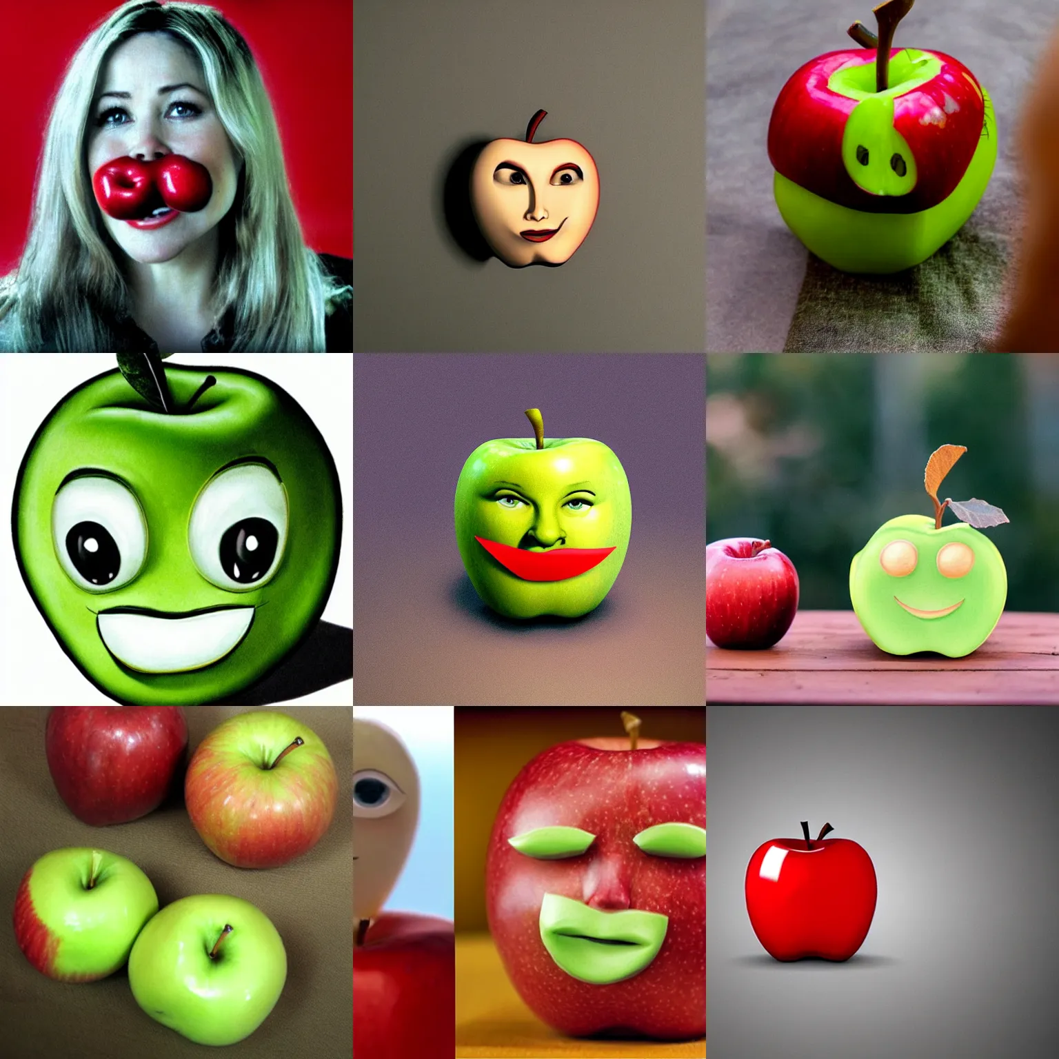 an apple with a face looking like christina applegate | Stable ...