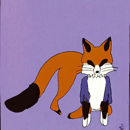 Image similar to a fox with a wry expression wearing full plate armor, by Studio Ghibli and Hayao Miyazaki