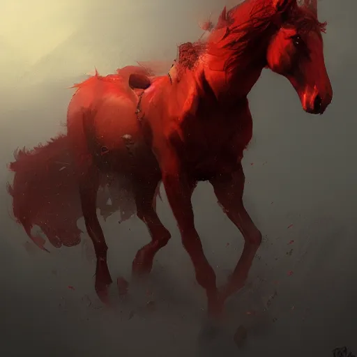 Image similar to Then a reddish horse came out. , digital Art, Greg rutkowski Trending artstation