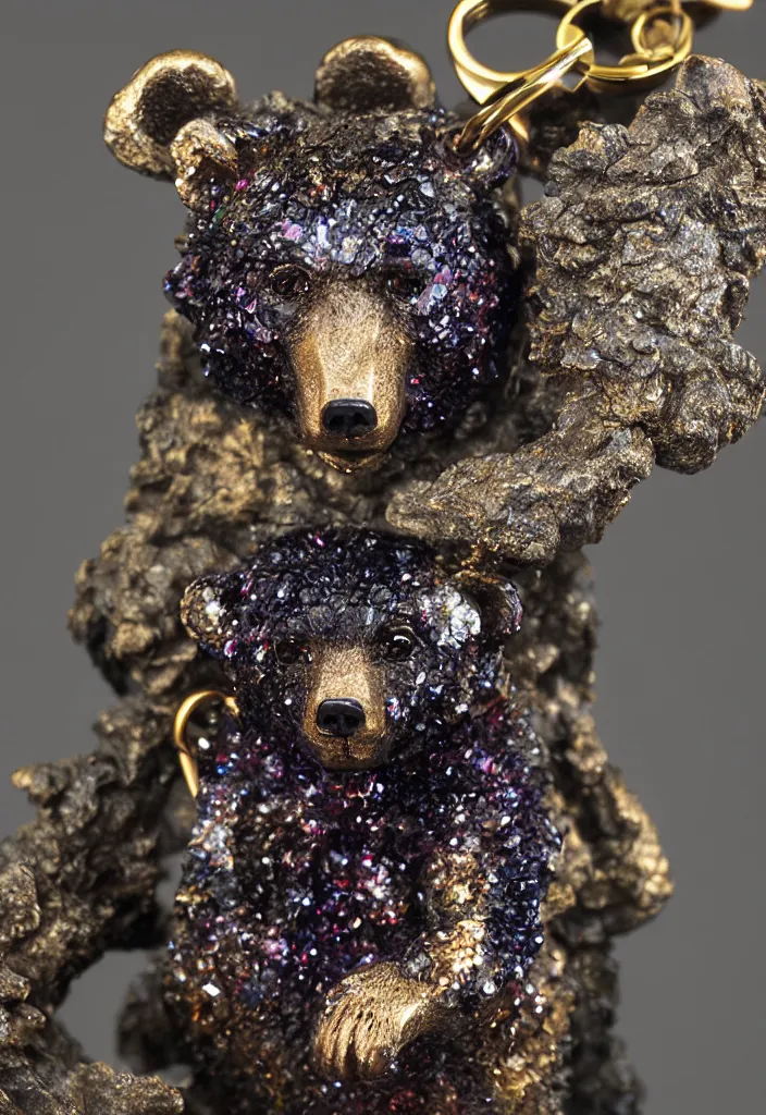 Prompt: a small deep coloured crystal bear keychain by greg rutkowski, sung choi, mitchell mohrhauser, maciej kuciara, johnson ting, maxim verehin, peter konig, 8 k photorealistic, cinematic lighting, hd, high details, dramatic, atmosphereric