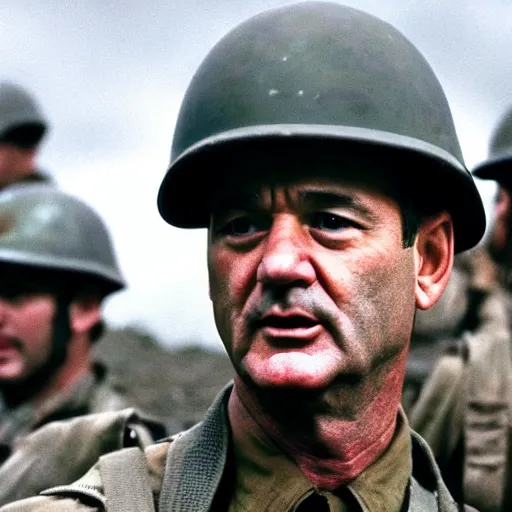 Prompt: bill murray in saving private ryan