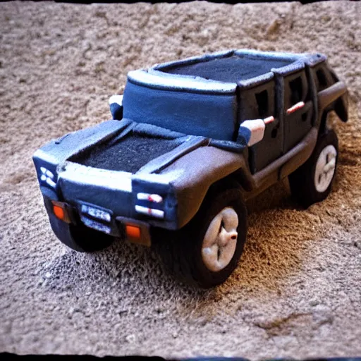 Image similar to a hummer made out of clay, claymation