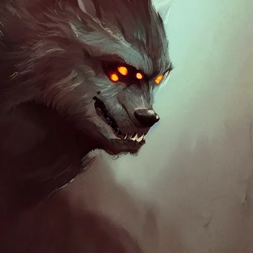 Image similar to a beautiful portrait of a werewolf warrior by Greg Rutkowski trending on Artstation