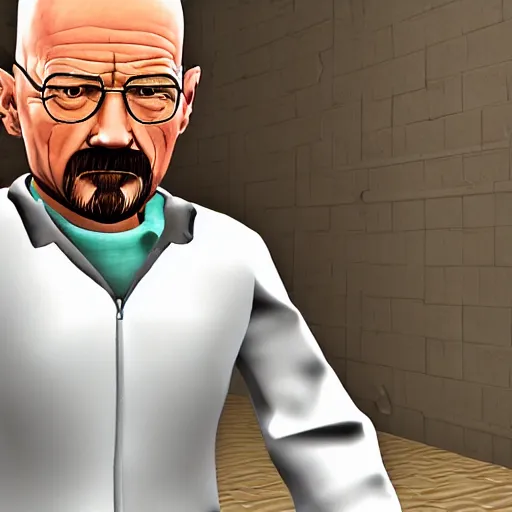 Prompt: Walter White in garry's mod game chasing from NEXTBOT, video, screenshot
