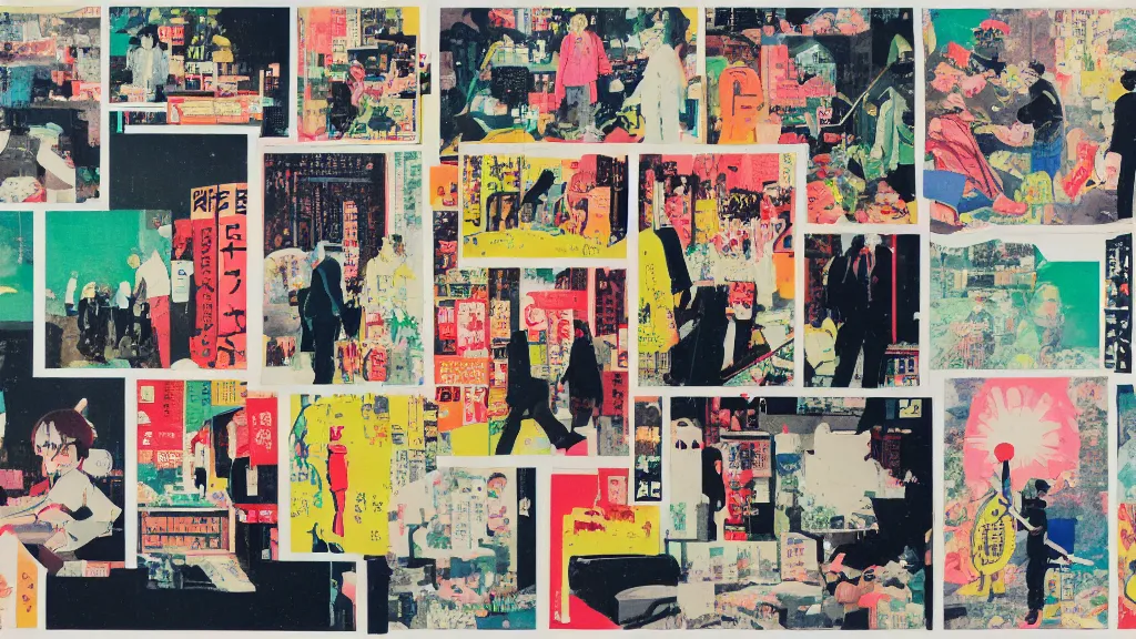 Image similar to swag from the comic market, japan, a collage painting, in the style of wes anderson, lola dupre, david hockney, isolated on negative white space background dark monochrome neon fluorescent spraypaint accents volumetric octane render