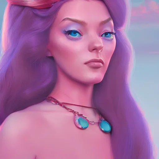 Prompt: princess ariel, hyper - detailed matte digital painting, concept art, official fan art, fantastically pastel colors, by jesper elsing and lois van baarle and ilya kuvshinov and ian spriggs, cinematic lighting, unreal engine 5 and octane render, smooth render, behance hd, trending on artstation hq