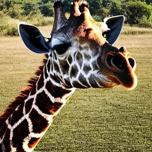 Image similar to a giraffe taking a selfie