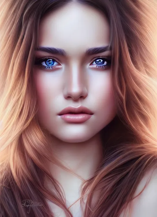 Image similar to a gorgeous female photo, professionally retouched, realistic, 1 0 0 0 0 0 strands of hair, smooth face, perfect eyes, symmetrical, full body shot, wide angle, sharp focus on eyes, 8 k high definition, insanely detailed, intricate, elegant, art by artgerm