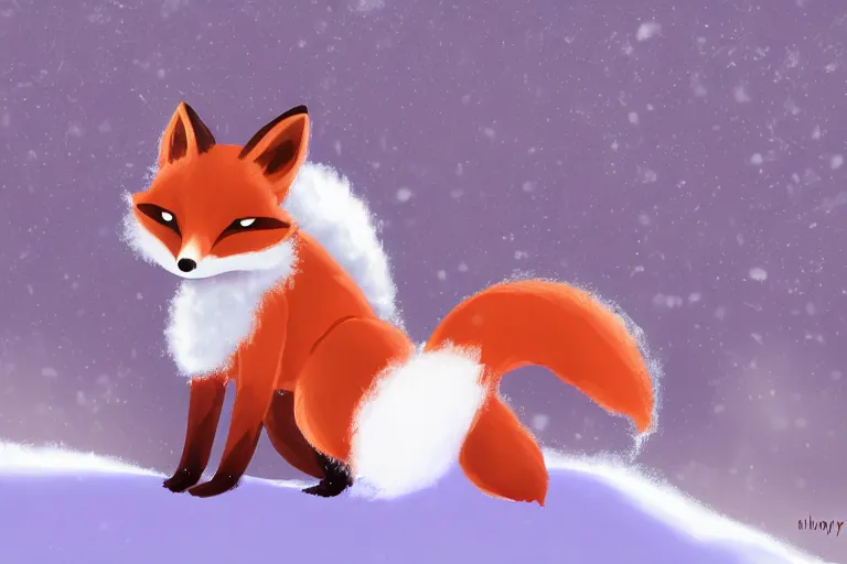 Image similar to an anthropomorphic fox with a fluffy tail wearing a scarf playing in the snow, backlighting, trending on pixiv, digital art, furry art, trending on furaffinity