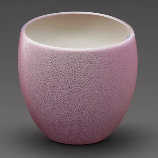 Prompt: rounded - off rectangular casing was made of delicate pink porcelain held in a lattice of gently glowing blue lumenstone. beyond the porcelain's translucent surface, the internal components could just be made out ; shadows beneath its thin ceramic skin. its aura field, confined to a small volume directly underneath its flat base, was a soft blush of magenta