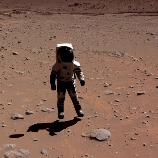 Prompt: photograph of Kama Harris walking on Mars