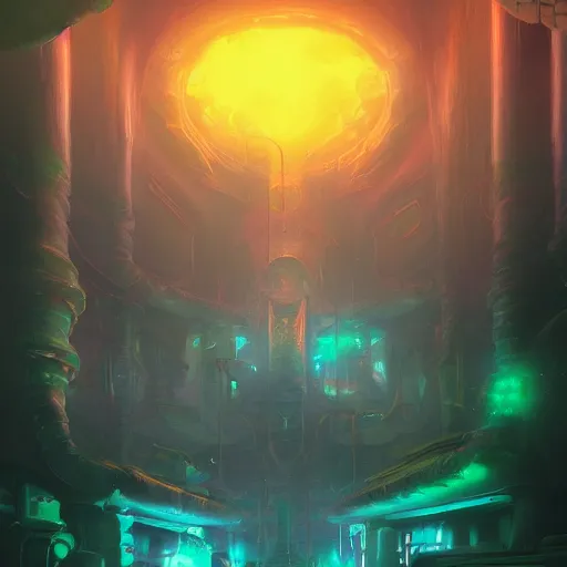 Image similar to psychedelic cyberpunk entrance to Mount Olympus, magical atmosphere, by Renato muccillo and Andreas Rocha and Johanna Rupprecht, trending on artstation, dofus colors, wakfu colors,