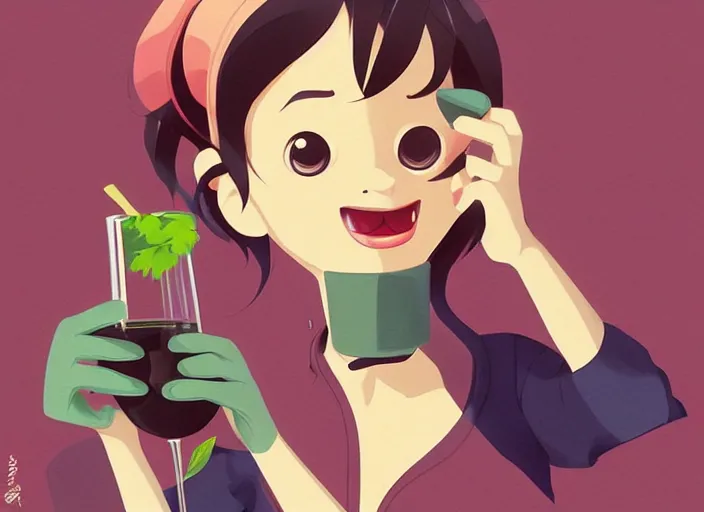 Image similar to cute monkey drinking wine. clean cel shaded vector art. behance hd by lois van baarle, artgerm, helen huang, by makoto shinkai and ilya kuvshinov, rossdraws, illustration, art by ilya kuvshinov