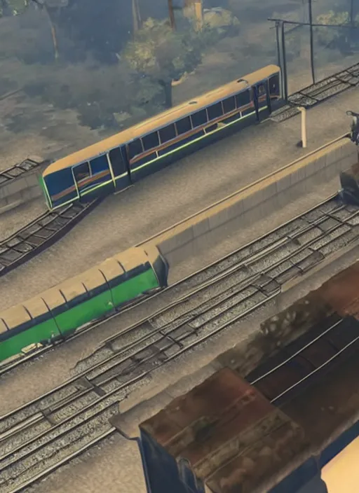 Prompt: cj suplexes the train, gta, train