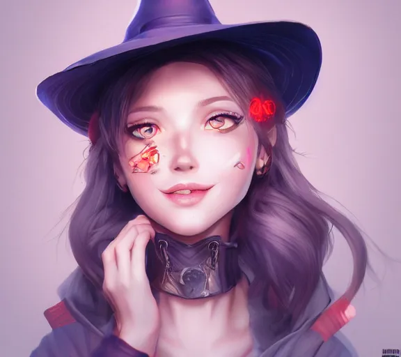 Image similar to mysterious smiling girl puts on a different hat, digital art, trending on artstation, artgerm, very detailed, great quality, illustration, smooth, sharp focus, concept art,