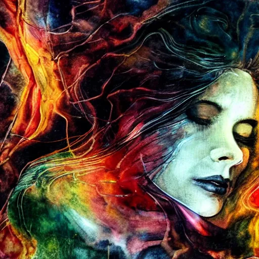 Image similar to the energy of dreams, 8 k resolution, beautiful, dark ambient, neoplasticism art, marvel comics dslr hdr, art by sandra pelser, artemisia gentileschi, water color