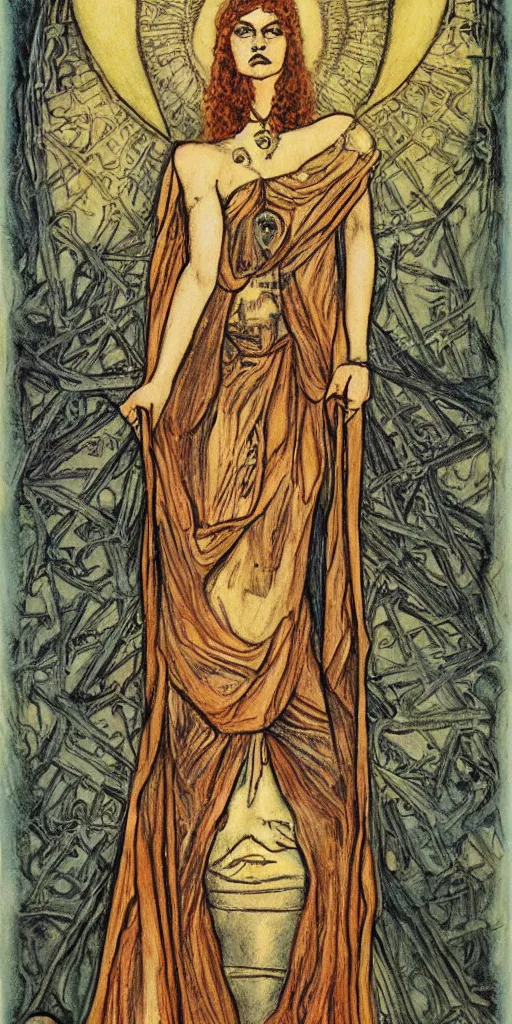 Image similar to the high priestess tarot card by austin osman spare