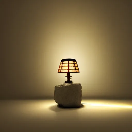 Image similar to japanese lamp inside a cave made of chalk, photorealistic rendering, atmospheric light, octane, redshift