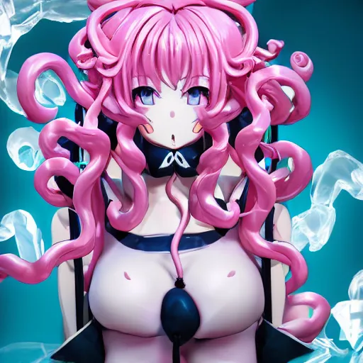 Prompt: unexpectedly overpowered and trapped beneath inescapable and overwhelmingly stunningly absurdly beautiful megalomaniacal omnipotent asi goddess junko enoshima with symmetrical perfect face, porcelain skin, pink twintail hair and cyan eyes, ultra detailed, digital art, unreal engine 5, octane render, 2 d anime, 8 k