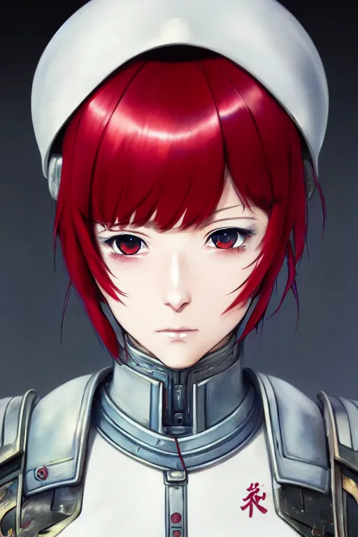 Prompt: portrait of Anime sister of battle, Warhammer 40000, cute-fine-face, red-short-hair pretty face, realistic shaded Perfect face, fine details. Anime. realistic shaded lighting by Ilya Kuvshinov katsuhiro otomo ghost-in-the-shell, magali villeneuve, artgerm, rutkowski, WLOP Jeremy Lipkin and Giuseppe Dangelico Pino and Michael Garmash and Rob Rey