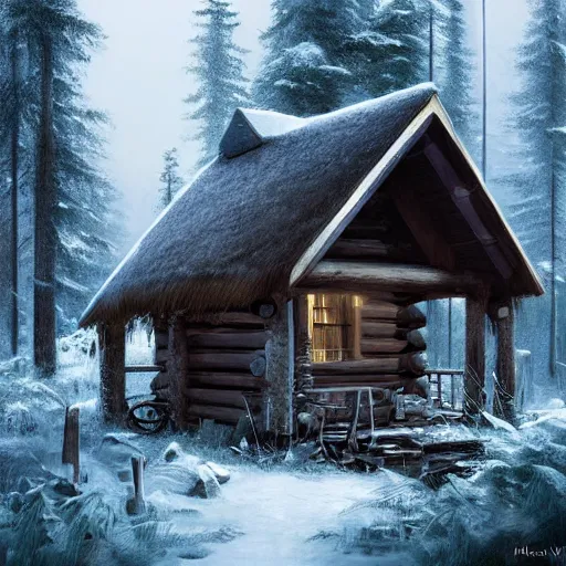 Image similar to a cabin in the woods by Klaus Wittmann