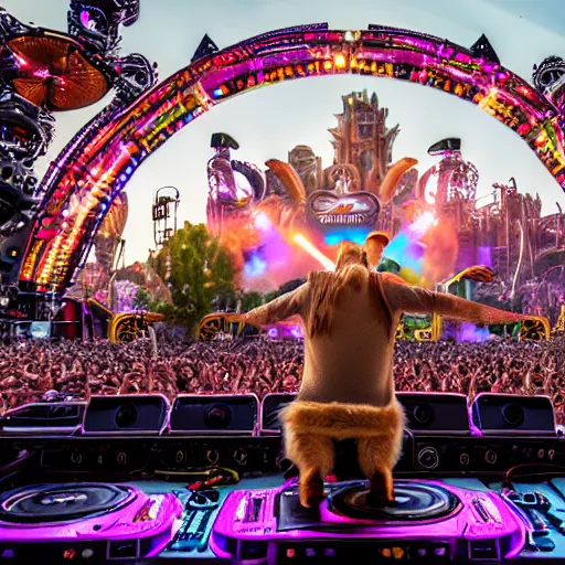 Prompt: A DJ donkey on the tomorrowland stage, 8k, hyper-detailed