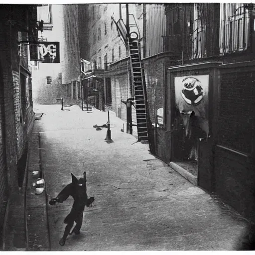 Image similar to old black and white photo, 1 9 2 5, depicting batman fighting a gangster in an alley of new york city, tommy gun, rule of thirds, historical record