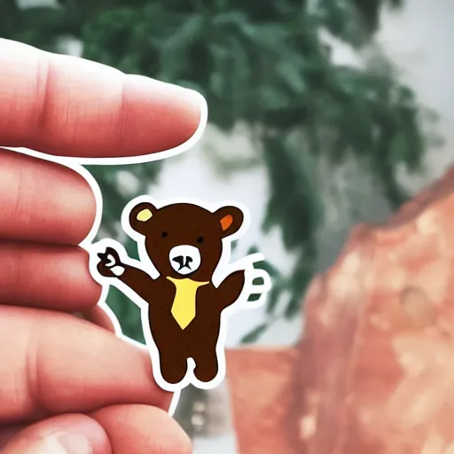 Prompt: sticker hugging bears