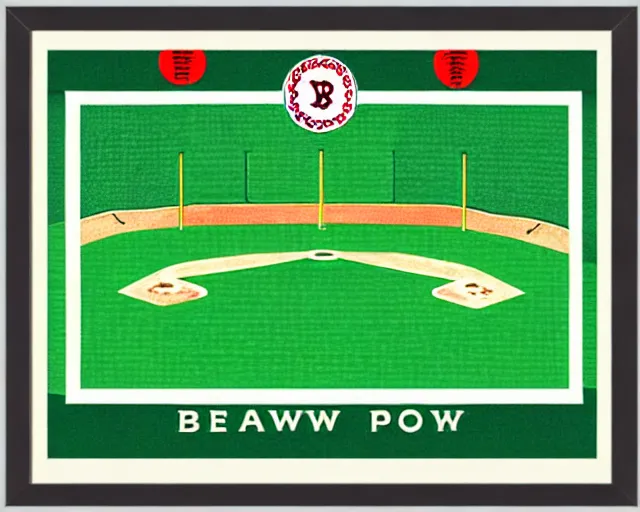 Image similar to ukiyo - e portrait of fenway park, green monster wall in left field, boston red sox