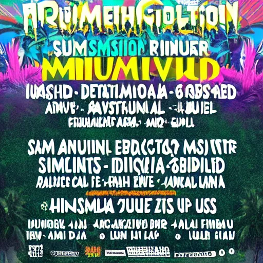 Prompt: rolling loud summer vibration nightmare music festival on mdma