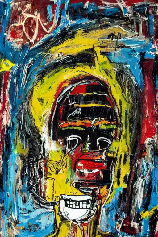 Image similar to a woman inside of an empty light bulb. the woman has wings. by basquiat