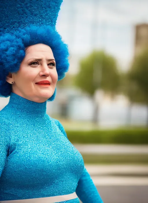 Image similar to portrait photo still of real life marge simpson, 8 k, 8 5 mm, f. 1 4