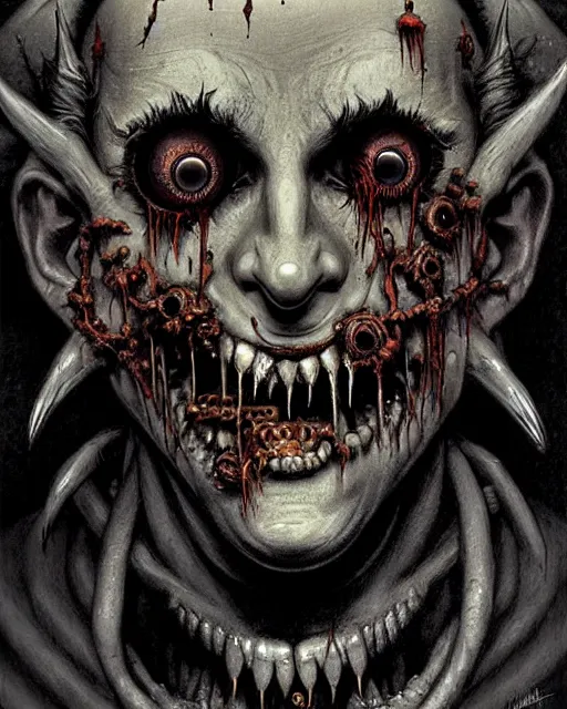 Image similar to junkrat from overwatch, character portrait, portrait, close up, concept art, intricate details, highly detailed, horror poster, horror, vintage horror art, realistic, terrifying, in the style of michael whelan, beksinski, and gustave dore