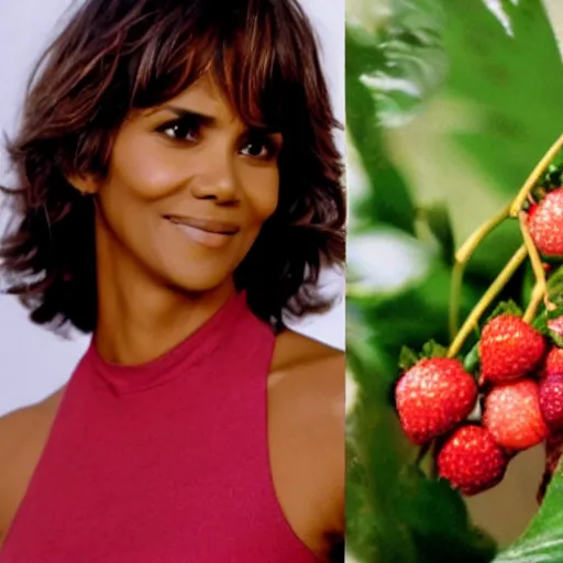Image similar to halle berry face in a berry fruits