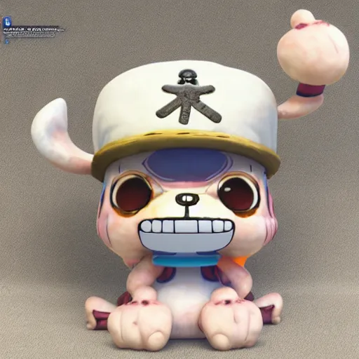 Prompt: tony chopper of one piece, 3 d sculpture, 3 d cg, soft studio light