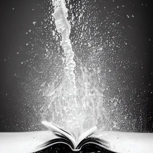 Image similar to studio photography of bible with a geyser of water bursting out of it