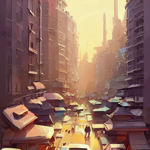 Image similar to painting cityscape smooth median photoshop filter cutout vector, behance hd by jesper ejsing, by rhads, makoto shinkai and lois van baarle, ilya kuvshinov, rossdraws global illumination