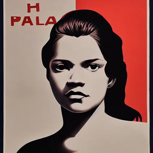 Image similar to highly detailed propaganda poster portrait of the leader of fascist hungary, barbara palvin looking into the distance, fashion items in the background, by edward hopper