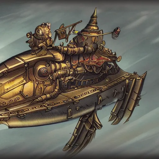 Image similar to a highly detailed concept art of a rakshasa sorcerer in a steampunk spaceship