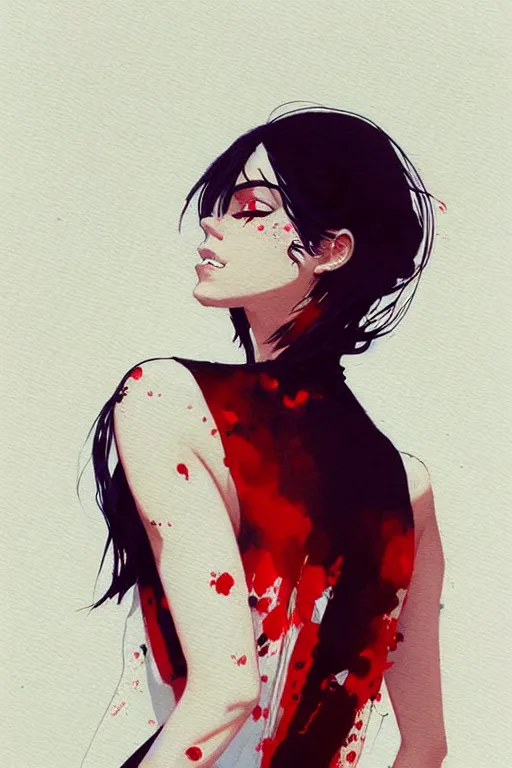 Image similar to a ultradetailed beautiful painting of a stylish woman with a white tank top, by conrad roset, greg rutkowski and makoto shinkai trending on artstation