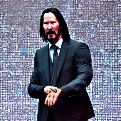 Image similar to Keanu Reeves facepalming over how bad Cyberpunk 2077 was