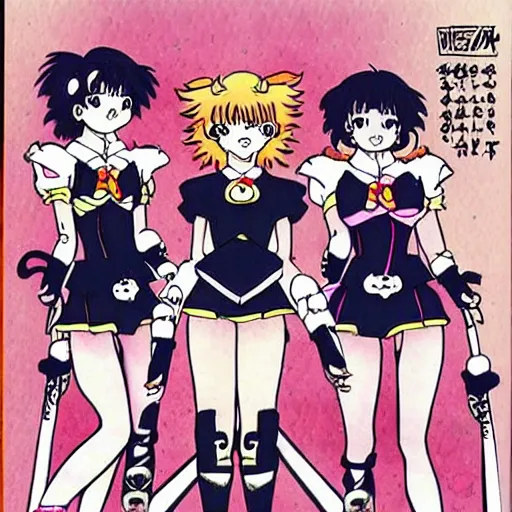 Image similar to “Sailor Scouts as a punk band, 1980s anime, Miyazaki”