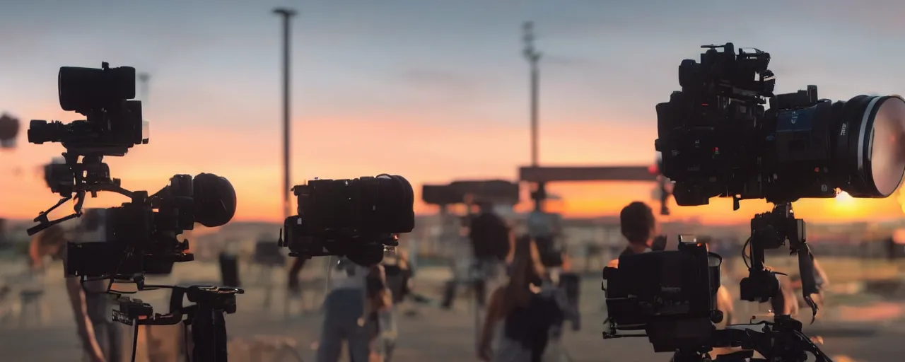 Prompt: 3 / 4 mid close up shot of a person in a mcdonald's commercial filmed by autumn durald at sunset shot with an alexa lf and panavision t - series anamorphic 4 0 mm lens at t 2. 0