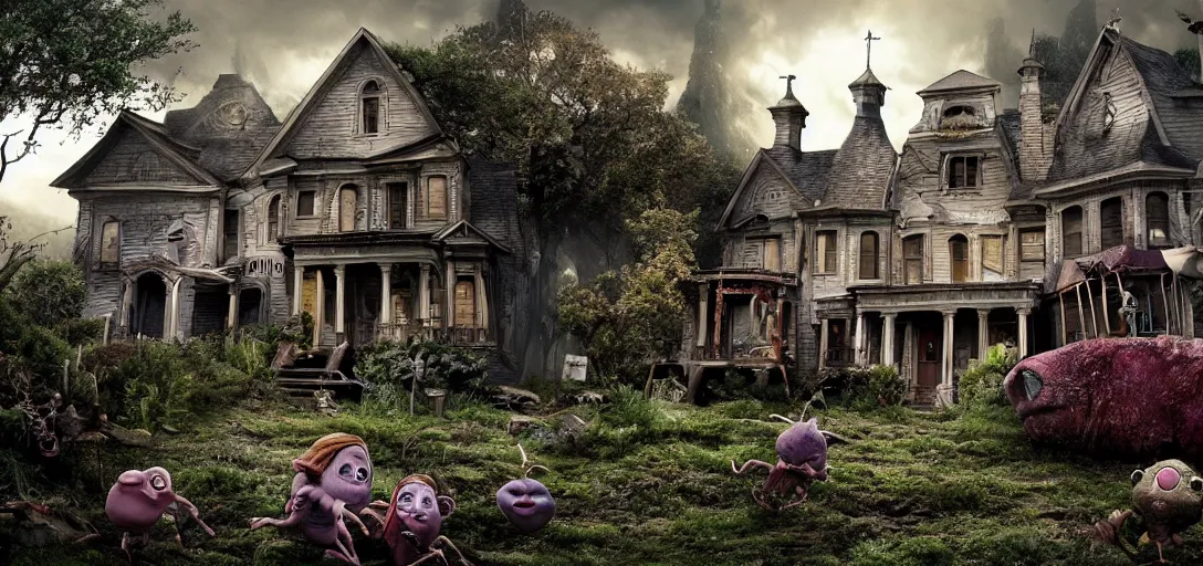 Image similar to a very high resolution image from a new movie. environment. photorealistic, photography, directed by tim burton