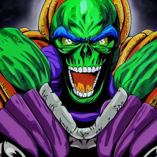 Image similar to portrait painting of skeletor as hulk, art by akira toriyama, 4 k, dragon ball artstyle, cel shaded, highly detailed, epic lighting