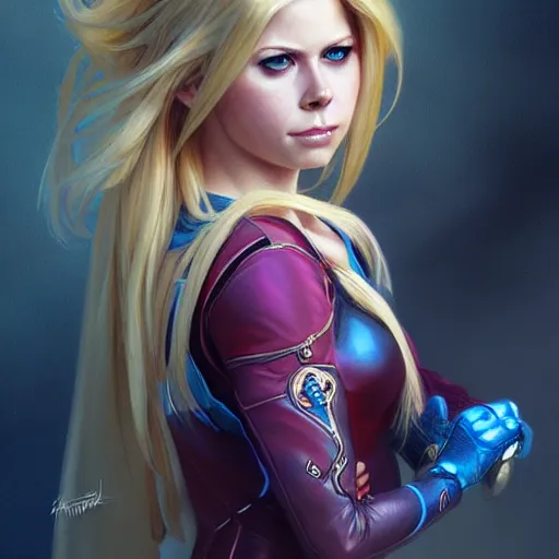 Prompt: beautiful Avril Lavigne as Super Girl, western, closeup, D&D, fantasy, intricate, elegant, highly detailed, digital painting, artstation, concept art, matte, sharp focus, illustration, art by Artgerm and Greg Rutkowski and Alphonse Mucha